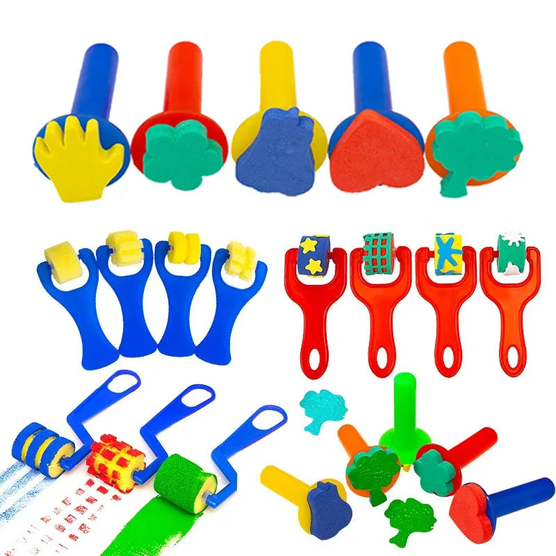 Children Toddler Sponge Stamp Brush Kits Flower Drawing Toys for Children Paint Educational DIY Art Craft Creativity Tools DDJ