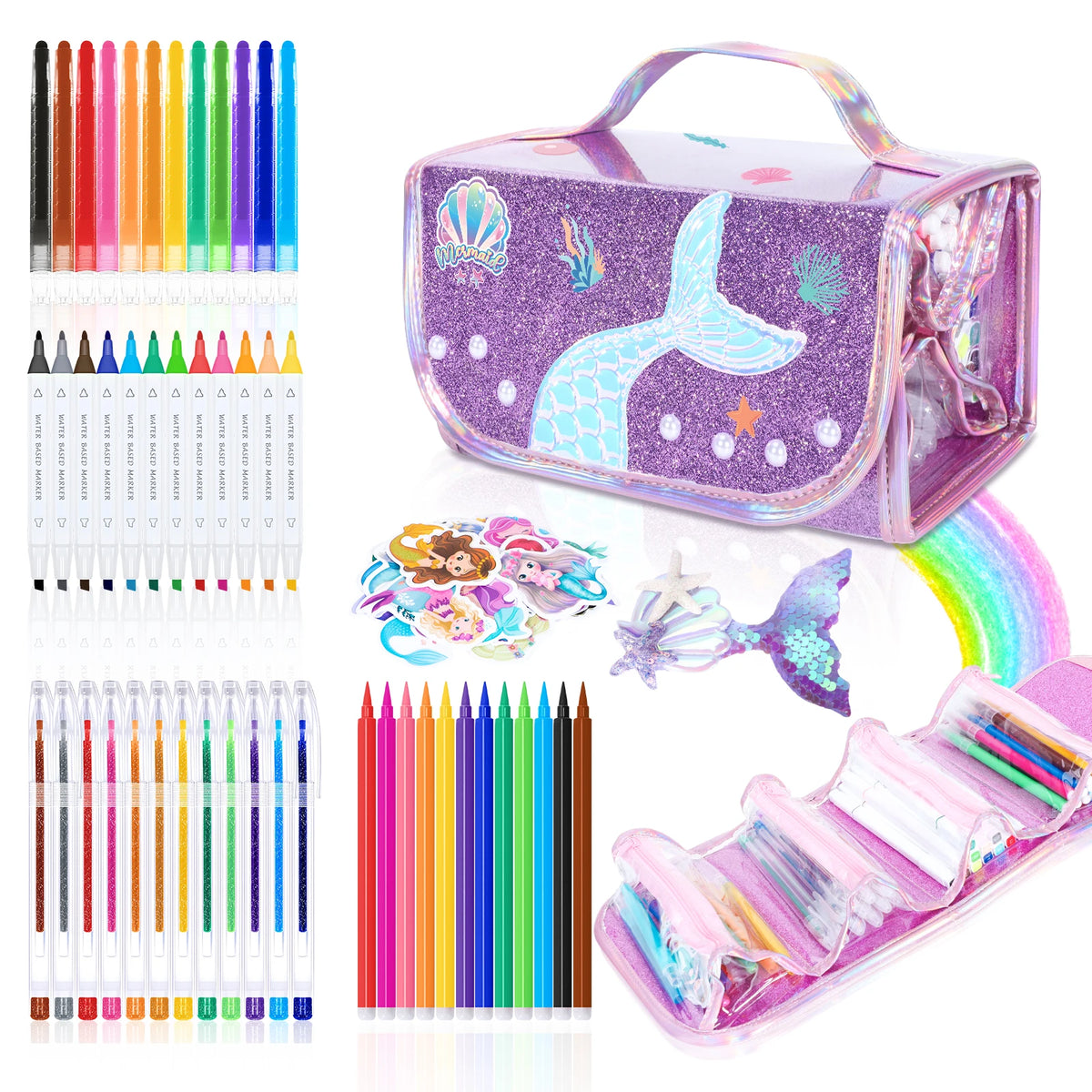 Mermaid Drawing Kit For Kids With Markers Crayons Pencil Case Educational Art And Creativity Kits Coloring Set Montessori Toys