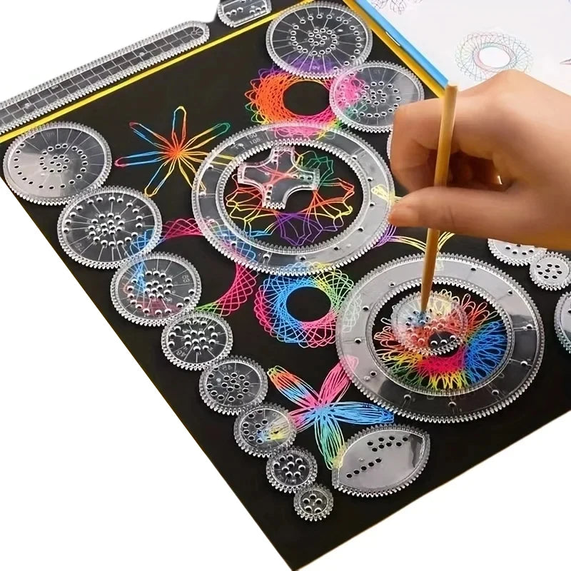 Creative Gears Geometry Spirograph Drawing Stencils Set Painting Template Art Crafts Kids Educational Toy Variety of Flowers