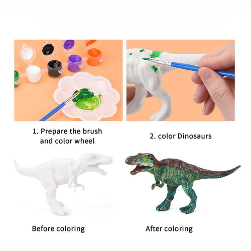 6/8PCS Unpainted DIY Dinosaur Paint Kit 3D Blank Dinosaur Figures Craft Painting Set Montessori Educational Creative Graffiti